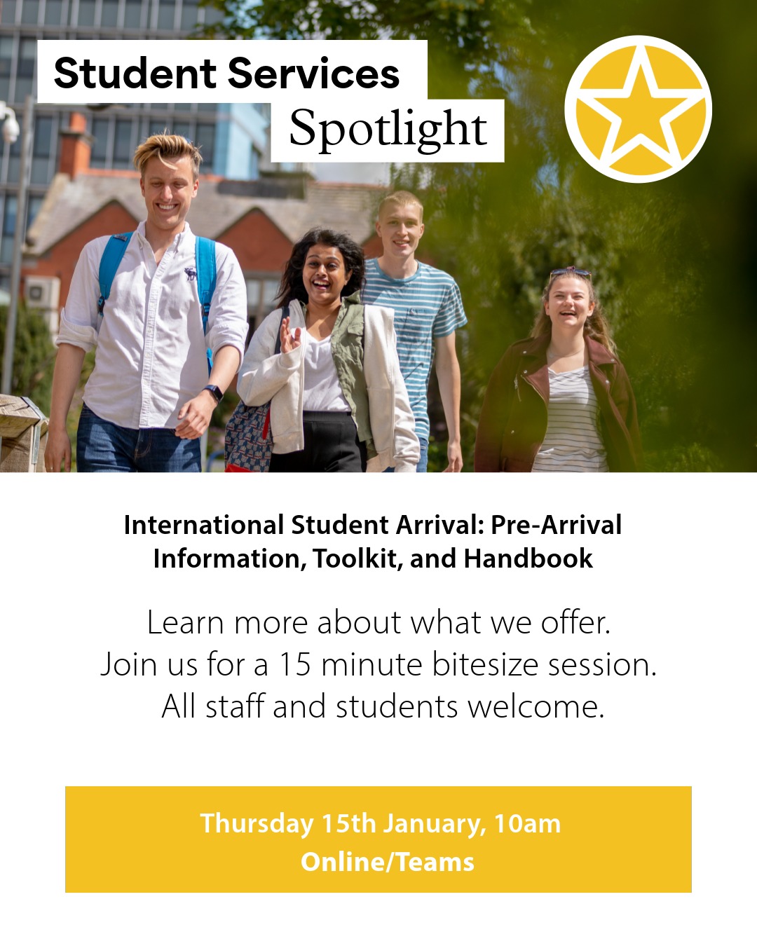 Student Services Spotlight – International Student Arrival: Pre-Arrival Information, Toolkit, and Handbook
