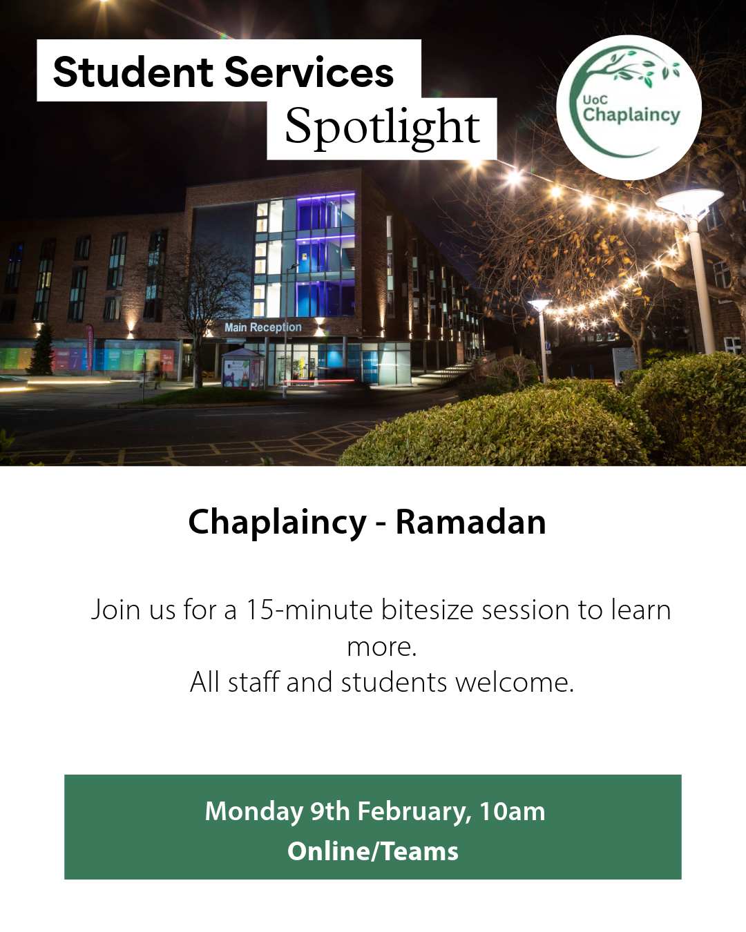 Student Services Spotlight – Chaplaincy: Ramadan