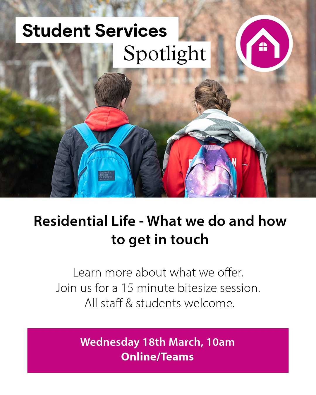 Student Services Spotlight – Residential Life: What we do and how to get in touch